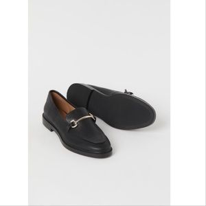H&M Black Faux Leather Loafers NWOT